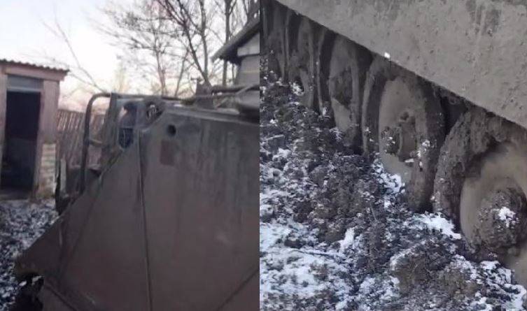 È apparso il filmato di un corazzato da trasporto truppe americano M113 APU congelato nel terreno
