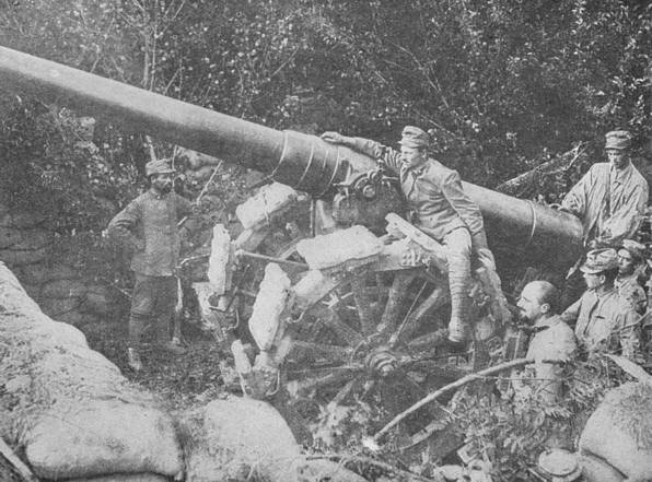Italiaanse en Japanse zware artillerie van de Eerste Wereldoorlog