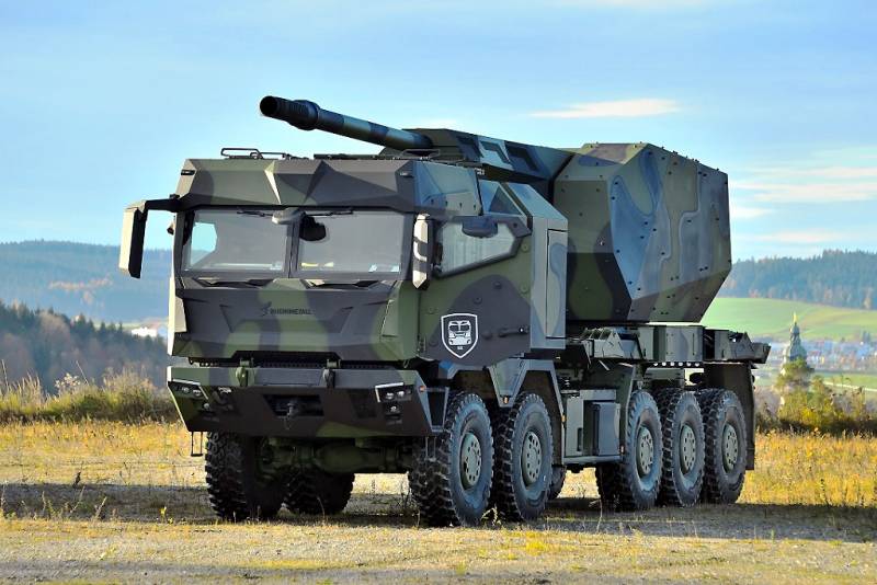 The project of a promising wheeled self-propelled guns from Rheinmetall