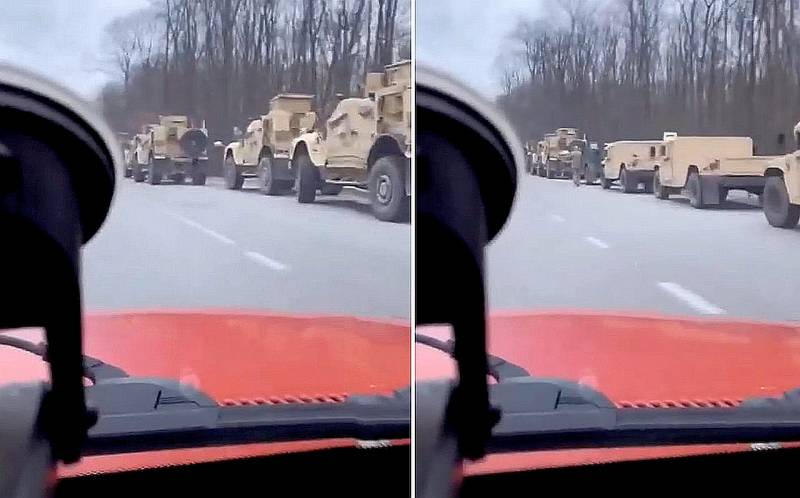 Rörelsen av en stor kolonn av västerländska pansarfordon från Ukrainas väpnade styrkor registrerades