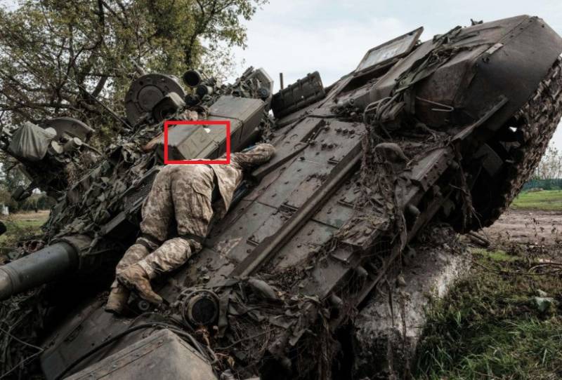Номер 212, нанесённый на ящике модулятора «Шторы» танка Т-90А из Куриловки