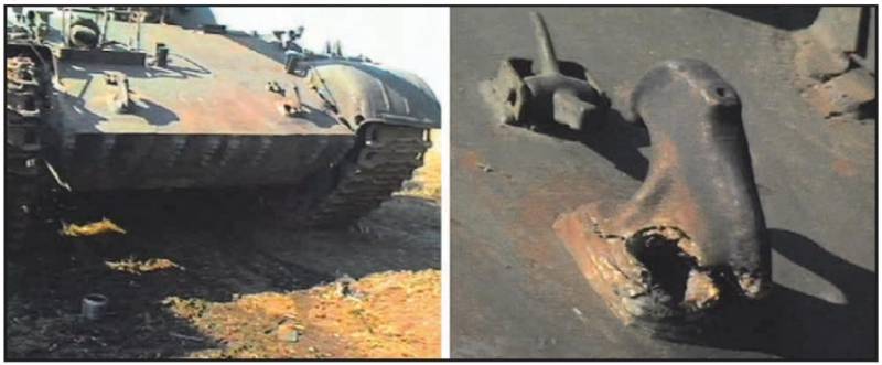 Pocisk 9M14P1 o penetracji pancerza 520 mm wzdłuż linii normalnej trafia w górną przednią część kadłuba czołgu T-54/55 bezpośrednio w podstawę haka holowniczego po stronie kierowcy. Skumulowany strumień przebił przedni pancerz, przeszedł przez symulator kierowcy i po przebiciu się przez przegrodę przedziału silnikowo-transmisyjnego zatrzymał się dopiero w głowicy cylindrów silnika. Kierowca, a także dowódca i działonowy zostaliby poważnie ranni. Tylko ładowniczy mógł mieć pewność, że przeżyje takie trafienie.