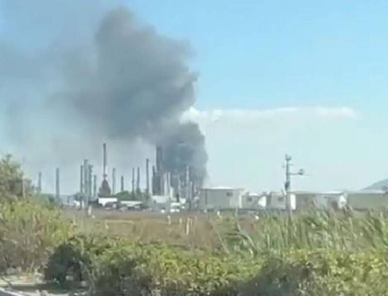 Footage has emerged of a fire at a factory in Haifa, Israel, possibly after a Hamas strike.