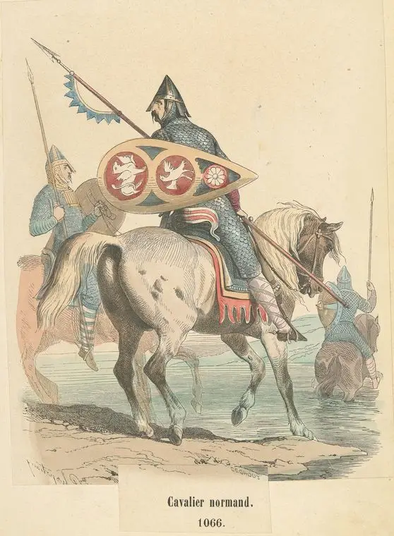 Armas y armaduras normandas en la batalla de Hastings.