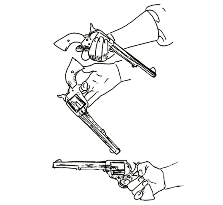 Trucul cu revolver folosit de Hardin pentru a-și înșela adversarul.