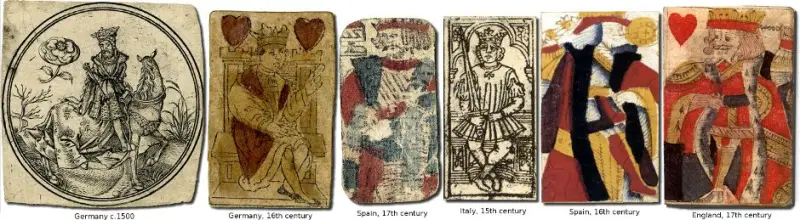 Rois des cartes dans différents pays et différentes années