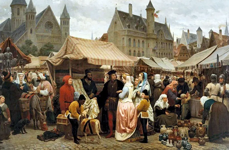 “中世纪根特的集市。”菲利克斯·德·维涅