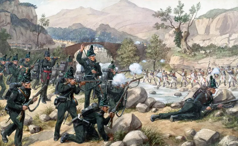 The battle between the British and the French in the Pyrenees