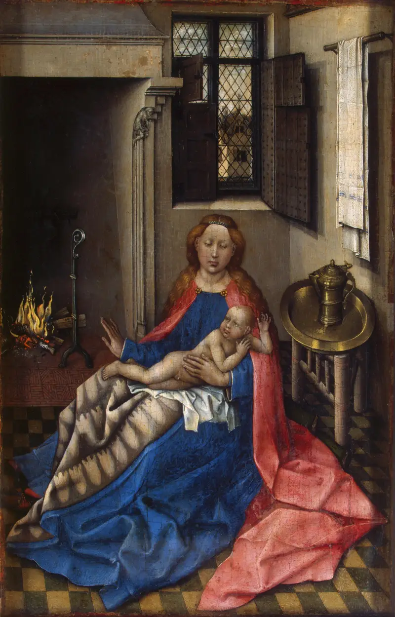 "La Virgen y el Niño junto a la chimenea" de Robert Campin