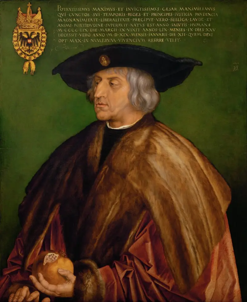 Emperador del Sacro Imperio Romano Germánico, Maximiliano I de Habsburgo. Retrato de A. Durero