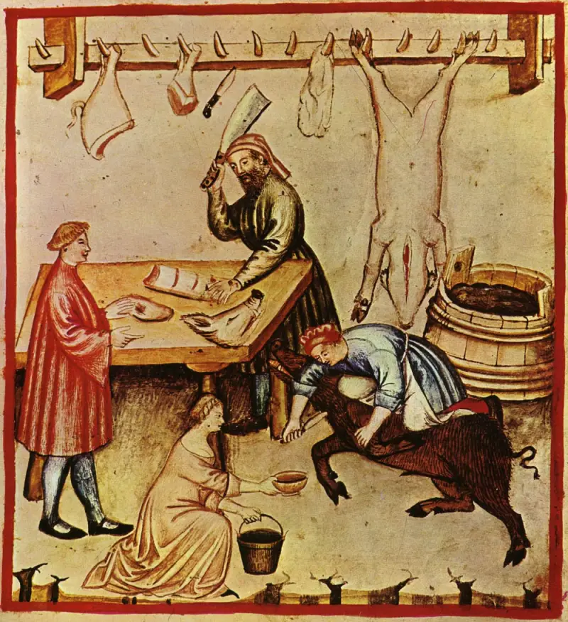 Лавка мясника, XIV век.