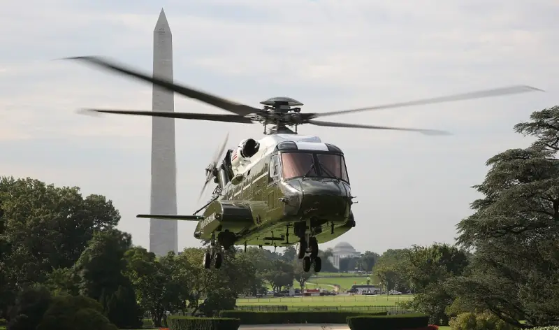 Biden takes first flight on the new VH-92A Patriot presidential helicopter