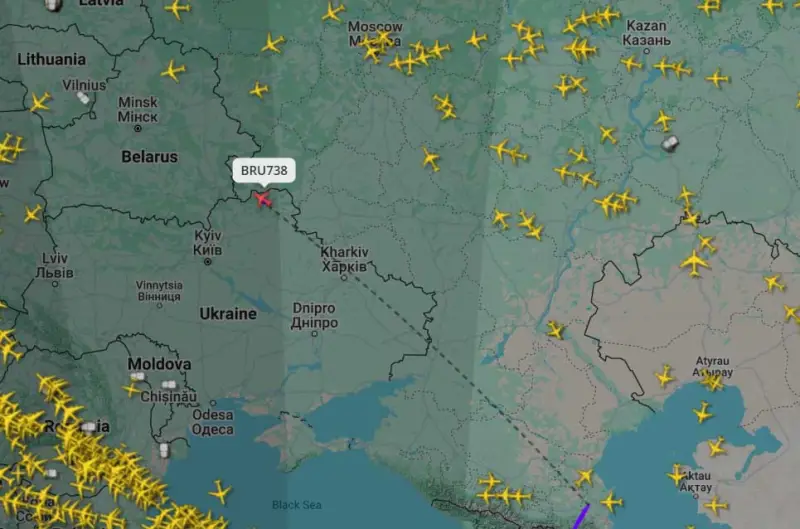 Ресурс Flightradar24, отображавший полёт над Украиной пассажирского самолёта из Батуми, изменил координаты его траектории