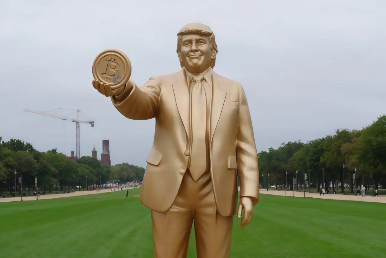 В Вашингтоне установили золотую статую Трампа с биткоином