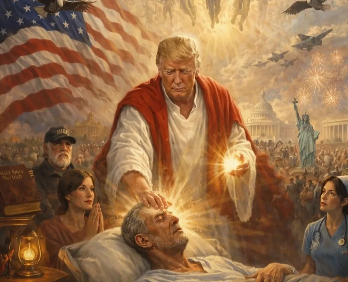 Трамп опубликовал картинку, где он в образе Иисуса Христа исцеляет больных