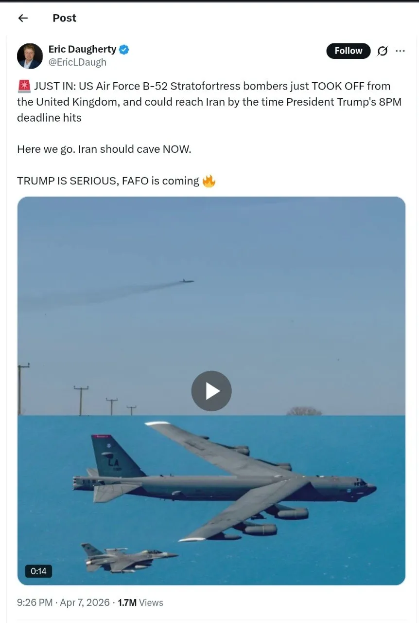 Полёт бомбардировщика B-52 в сторону Ирана. Что это было?