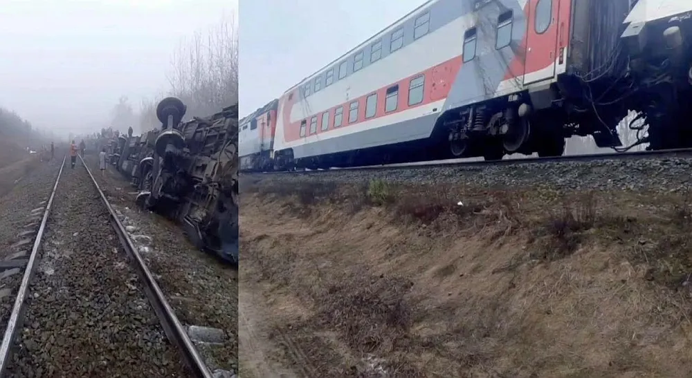 Показаны кадры с места крушения пассажирского поезда в Ульяновской области