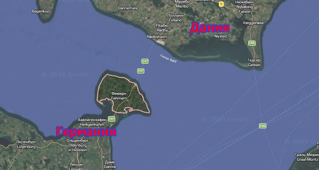 МО ФРГ утверждает, что корабль ВМФ РФ находится на якоре «близ» острова Фемарн